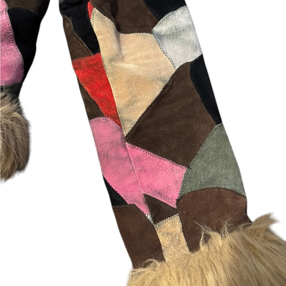 Vintage Leather Fur Colorblock Xhilaration Jacket size XL *Runs Small - Picture 5 of 15